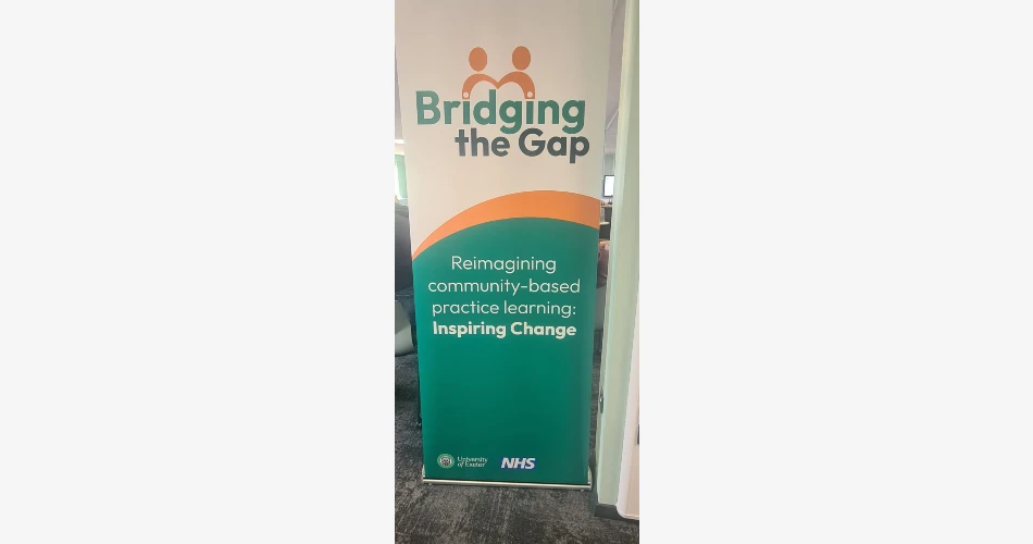 Picture of a marketing stand which has the words 